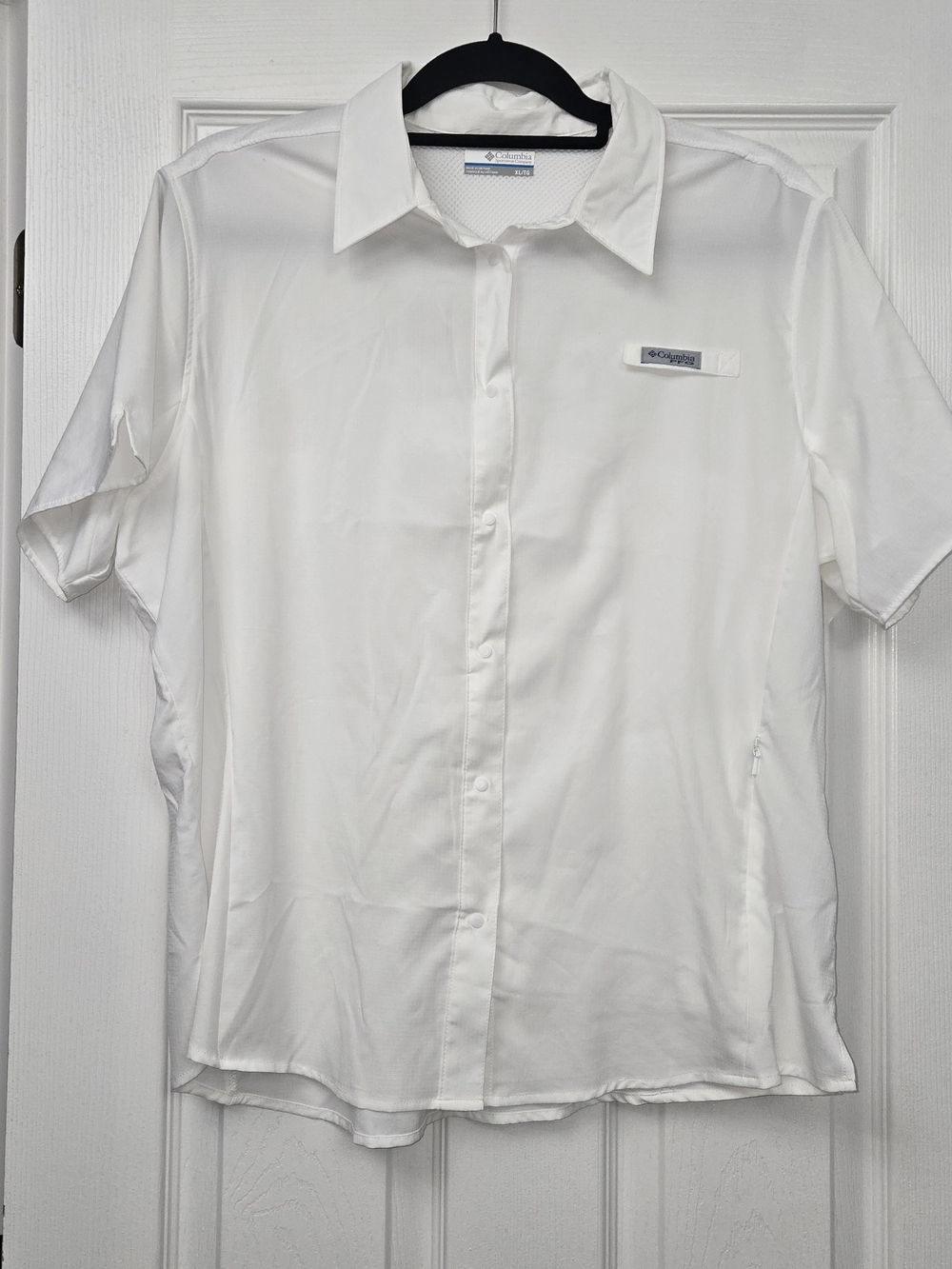 Columbia PFG Women's XL White Short Sleeve Vented Fishing Shirt Snap Front